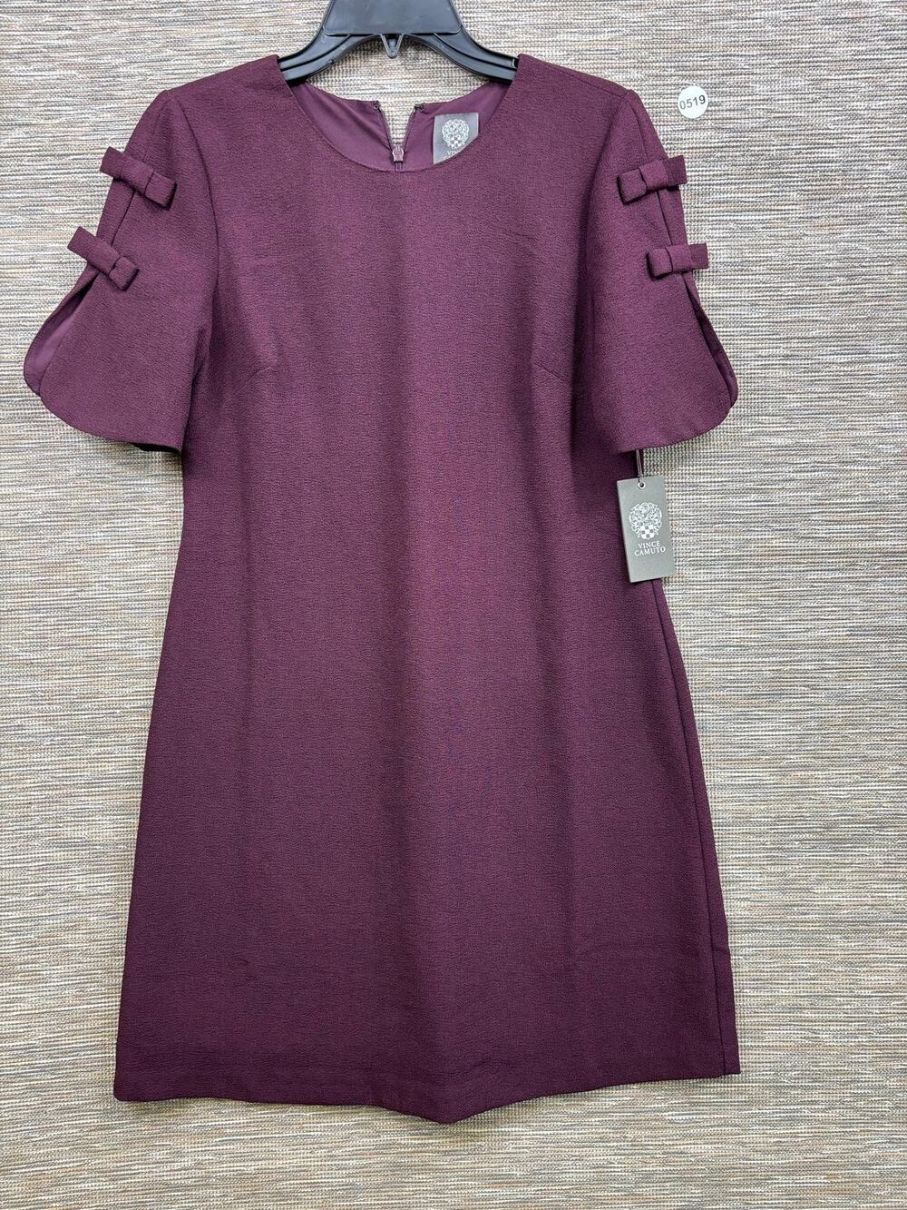 Vince Camuto Dress Womens 2 Purple Bow Sleeve Shift Short Sleeve Lined Workwear